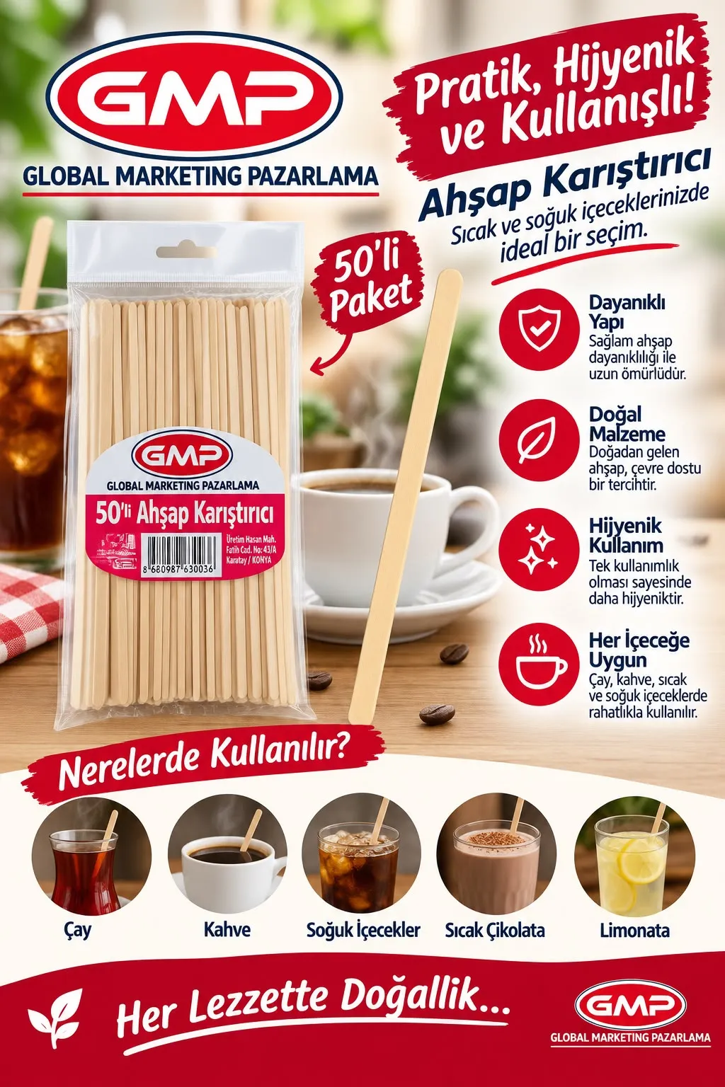 GMP 50’li Ahşap Karıştırıcı ürün paketi