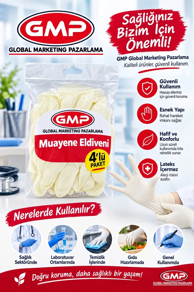 GMP Muayene Eldiveni 4’lü Paket ürün paketi